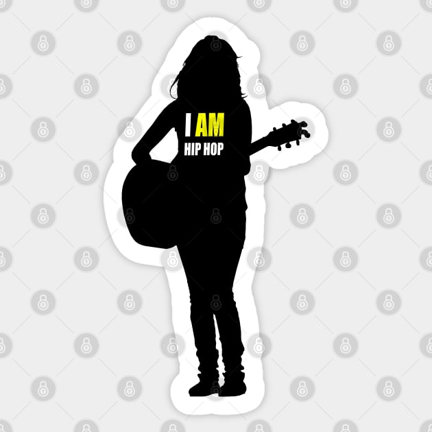 IAHH-SILHOUETTE-GUITARIST-FEMALE-2 Sticker by DodgertonSkillhause